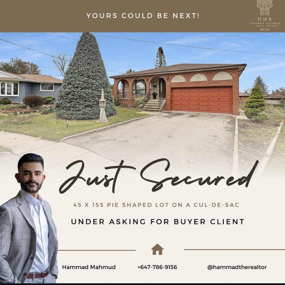 Just secured graphic: home purchased under asking for a buyer client of Hammad Mahmud